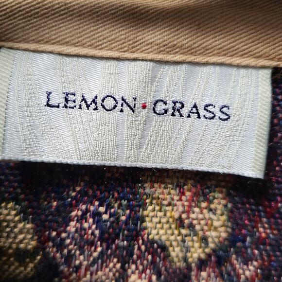 Vintage Lemon Grass Rose Bouquet Tapestry Button Up Jacket Size Large - Picture 9 of 11